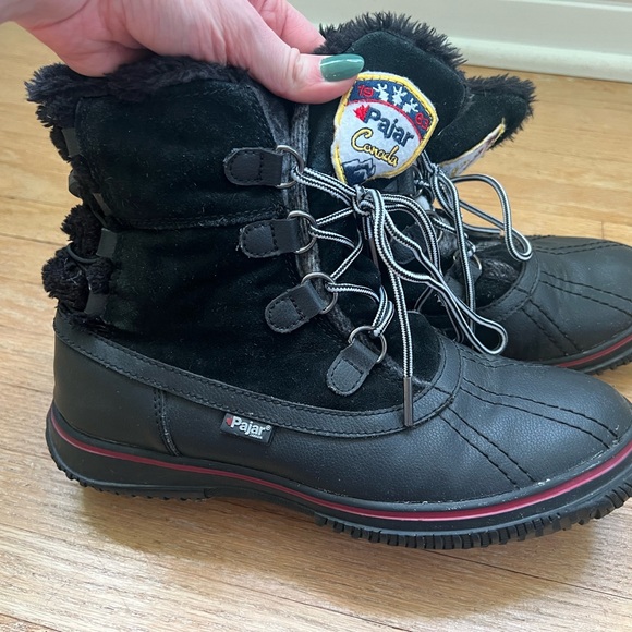 Pajar Canada Iceland Womens US 9 Black Leather Faux Fur Waterproof Boots - Picture 6 of 10